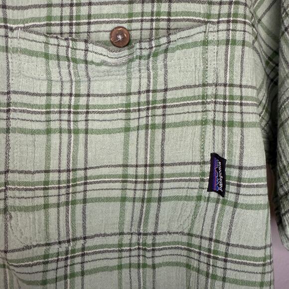 Patagonia Men's Organic Cotton Green Button Up Casual Short Sleeve Shirt LARGE - Picture 3 of 7